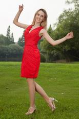 V Neckline Make Your Own Knee Length Red Short Prom Dress