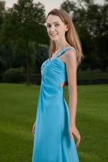 One Shouler Cross Back Aqua Chiffon Hot Sell Prom Party Dress