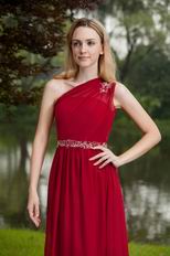 New Arrival Wine Red Prom Dress With One Shoulder Skirt