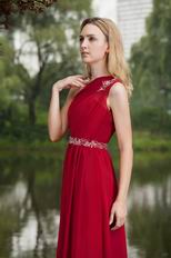 New Arrival Wine Red Prom Dress With One Shoulder Skirt