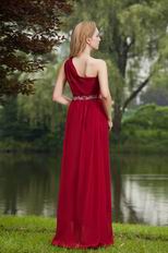 New Arrival Wine Red Prom Dress With One Shoulder Skirt