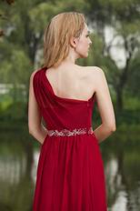 New Arrival Wine Red Prom Dress With One Shoulder Skirt