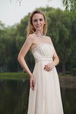 Strapless Floor Length Cream Chiffon Beaded New Prom Dress