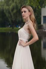 Strapless Floor Length Cream Chiffon Beaded New Prom Dress