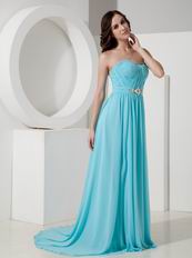 Top Designer Aqua Blue Chiffon Prom Dress In Washington