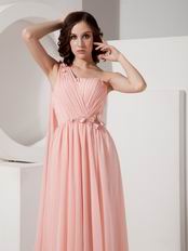 One Shoulder Watermelon Pink Watteau Train Prom Dress 2014