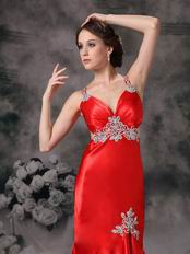 Cross Back Mermaid High-low Scarlet Prom Dress With Applique