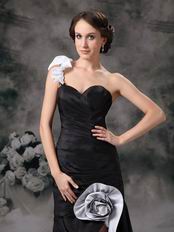 Mermaid One Shoulder High Low Taffeta Skirt Black Prom Dress