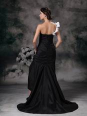 Mermaid One Shoulder High Low Taffeta Skirt Black Prom Dress