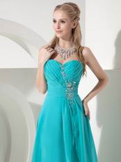 Turquoise Blue Chiffon High-low Skirt Prom Dress Cheap