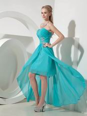 Turquoise Blue Chiffon High-low Skirt Prom Dress Cheap