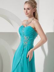 Turquoise Blue Chiffon High-low Skirt Prom Dress Cheap