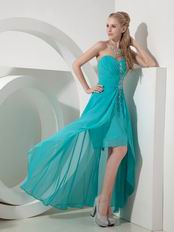 Turquoise Blue Chiffon High-low Skirt Prom Dress Cheap