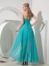 Turquoise Blue Chiffon High-low Skirt Prom Dress Cheap