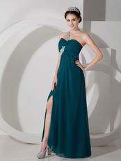 Dark Green One Shoulder Side Split Sexy Women Prom Dress