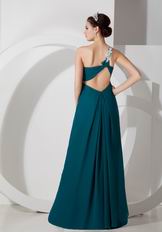 Dark Green One Shoulder Side Split Sexy Women Prom Dress