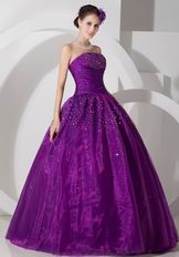 Classical Dark Magenta Sweetheart Puffy Prom Ball Gown