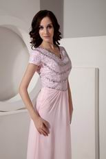 Sequined Floor-length Cheap Baby Pink Prom Dress With Crystal