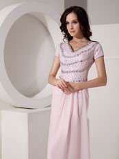 Sequined Floor-length Cheap Baby Pink Prom Dress With Crystal