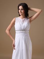 Scoop White Chiffon 2014 Top Designer Prom Dress Elegant