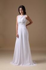 Scoop White Chiffon 2014 Top Designer Prom Dress Elegant