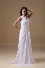 Scoop White Chiffon 2014 Top Designer Prom Dress Elegant