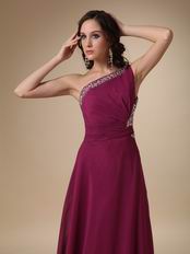 Cross Back One Shoulder Purple Long La Prom Party Dress