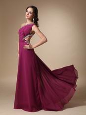 Cross Back One Shoulder Purple Long La Prom Party Dress