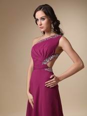 Cross Back One Shoulder Purple Long La Prom Party Dress