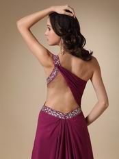 Cross Back One Shoulder Purple Long La Prom Party Dress