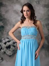 Strapless Aqua Blue Chiffon Prom Dress By Top Designer