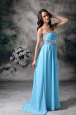 Strapless Aqua Blue Chiffon Prom Dress By Top Designer