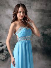 Strapless Aqua Blue Chiffon Prom Dress By Top Designer