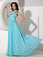 Discount One Shoulder Aqua Blue Women Prom Dress