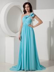 Discount One Shoulder Aqua Blue Women Prom Dress