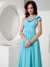 Discount One Shoulder Aqua Blue Women Prom Dress