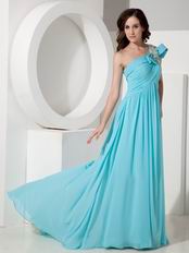 Discount One Shoulder Aqua Blue Women Prom Dress