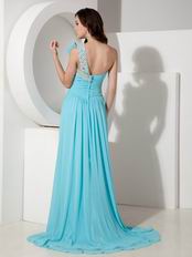 Discount One Shoulder Aqua Blue Women Prom Dress