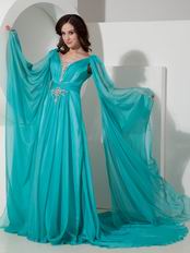 V-neck Brids Wing Design 2014 Top Designer Prom Dress