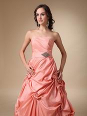 Pink Strapless Floor-length Woman In Prom Dress 2014