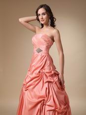 Pink Strapless Floor-length Woman In Prom Dress 2014