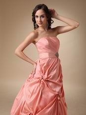 Pink Strapless Floor-length Woman In Prom Dress 2014