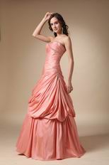 Pink Strapless Floor-length Taffeta Prom Ball Gown