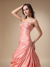 Pink Strapless Floor-length Taffeta Prom Ball Gown