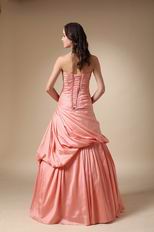 Pink Strapless Floor-length Taffeta Prom Ball Gown