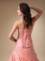 Pink Strapless Floor-length Taffeta Prom Ball Gown