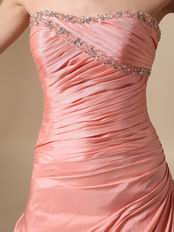 Pink Strapless Floor-length Taffeta Prom Ball Gown