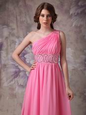 One Shoulder Skirt 2014 Top Designer Hot Pink Prom Dress