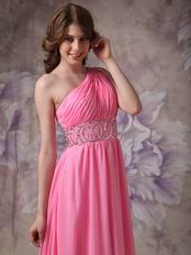 One Shoulder Skirt 2014 Top Designer Hot Pink Prom Dress