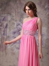 One Shoulder Skirt 2014 Top Designer Hot Pink Prom Dress